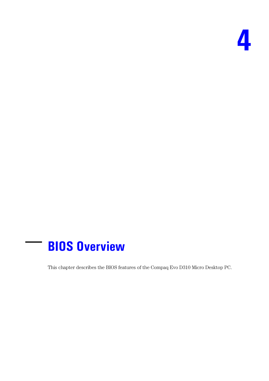 Compaq D310 manual Bios Overview 