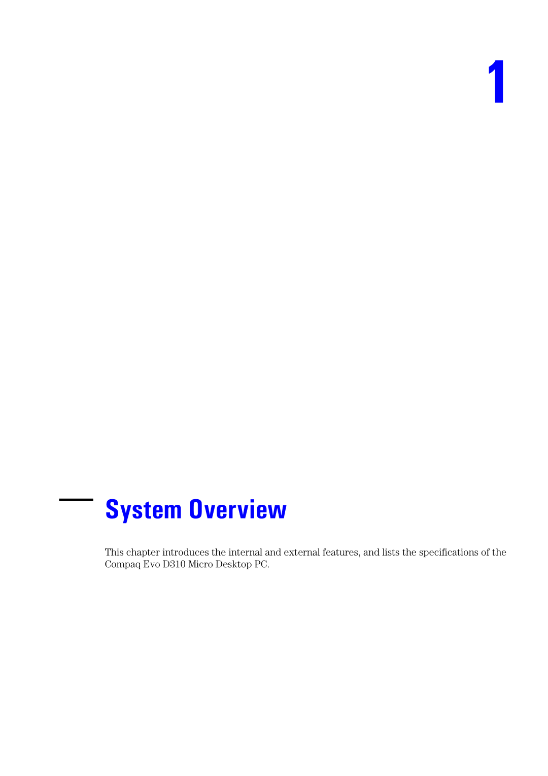 Compaq D310 manual System Overview 