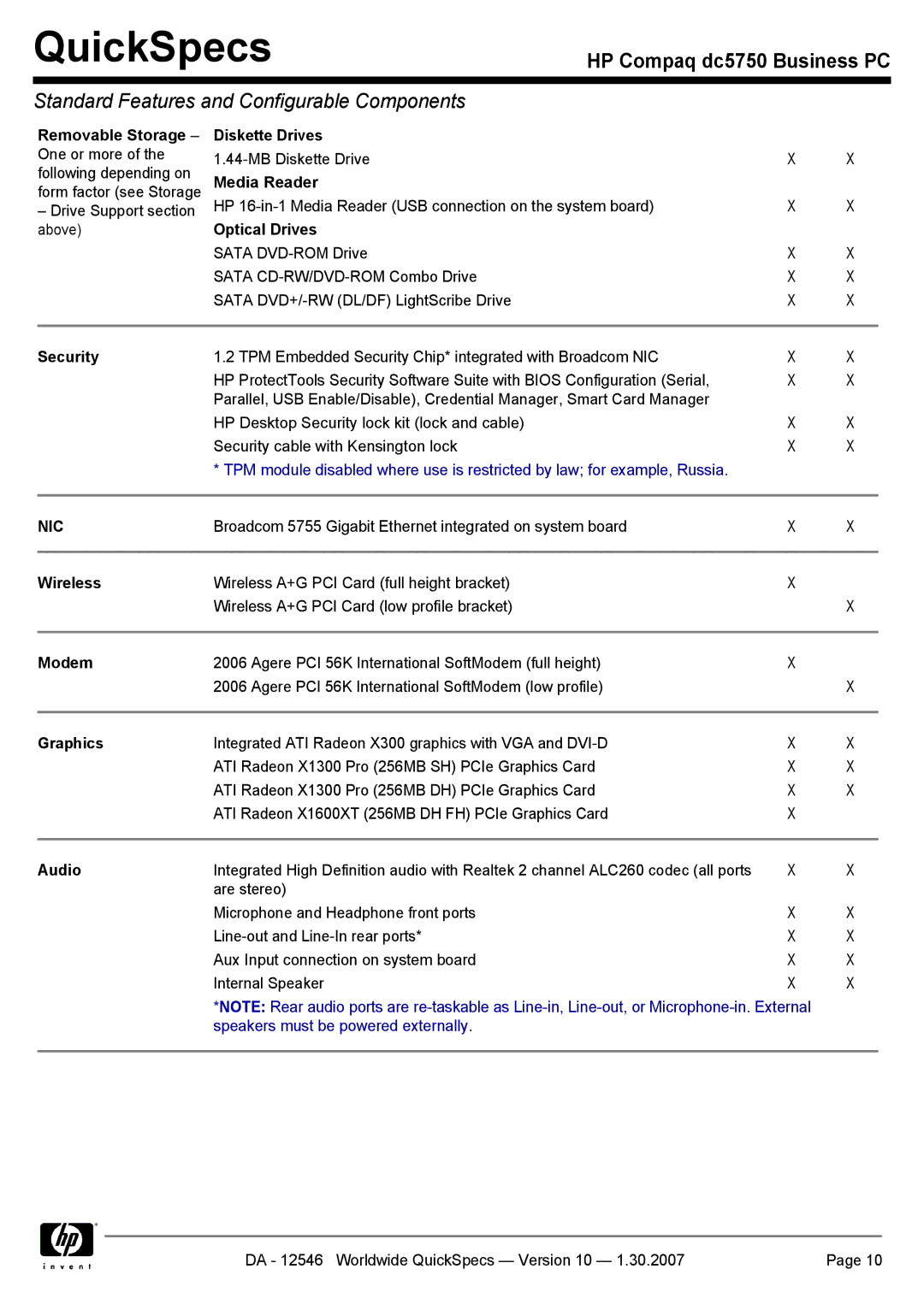 Compaq dc5750 manual Nic 