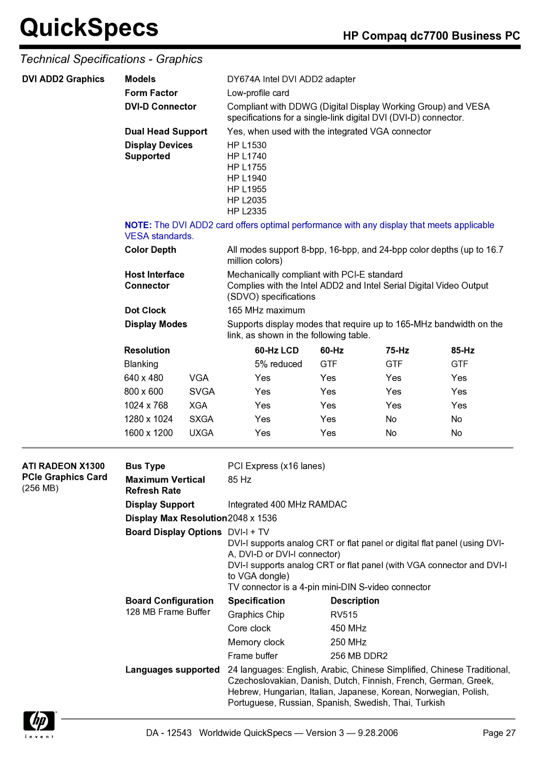 Compaq dc7700 manual ATI Radeon 