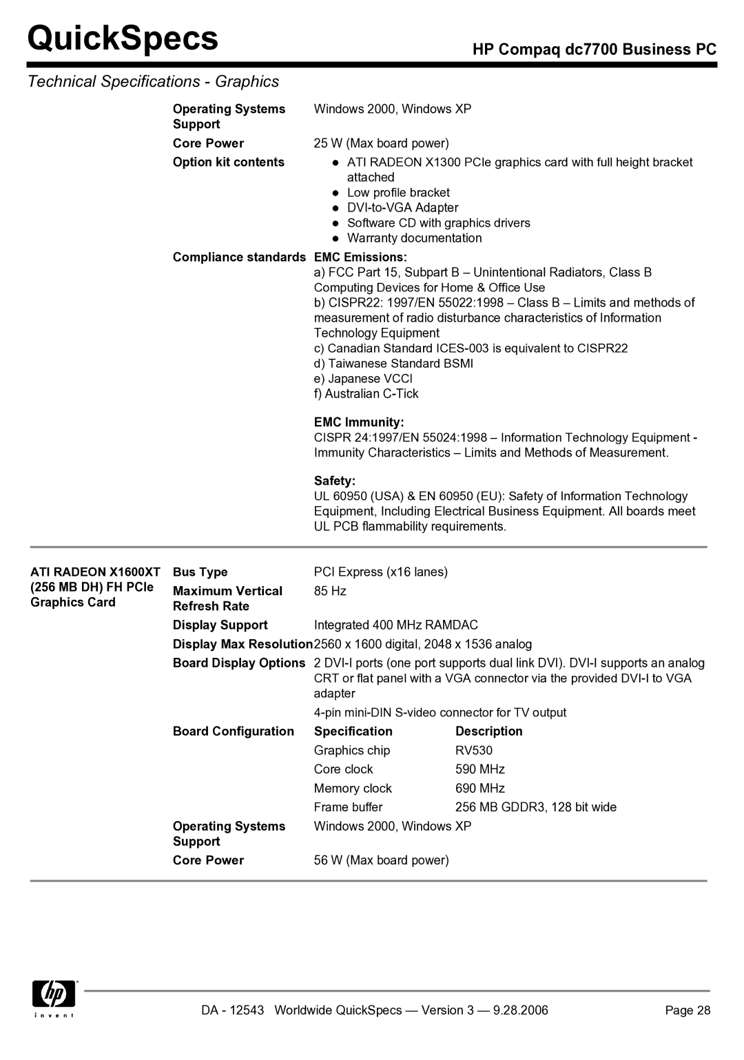 Compaq dc7700 manual ATI Radeon X1600XT 