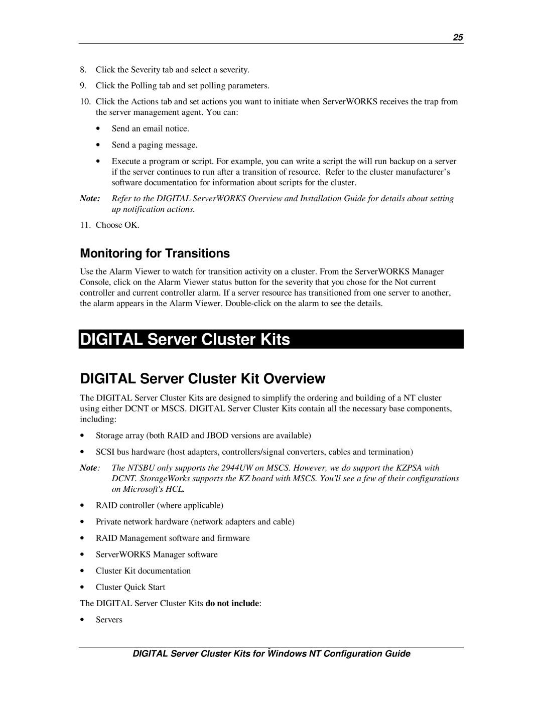 Compaq DIGITAL Server Cluster Kits for Windows NT manual Digital Server Cluster Kits, Digital Server Cluster Kit Overview 