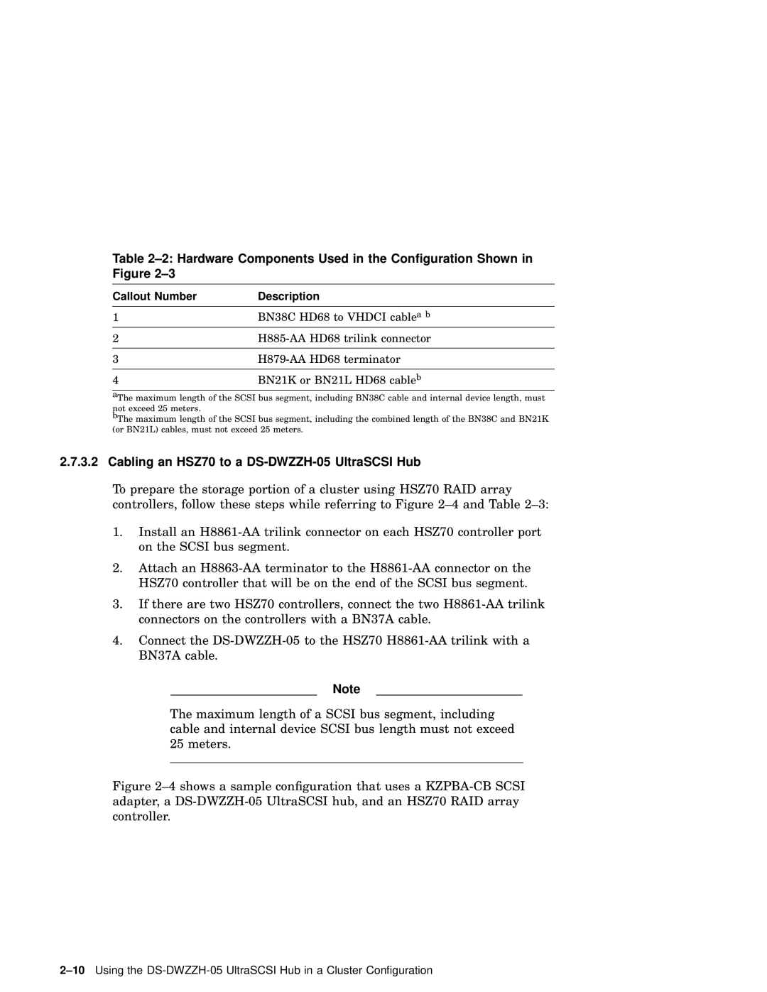 Compaq DS-DWZZH-05 manual Callout Number Description, BN21K or BN21L HD68 cable b 