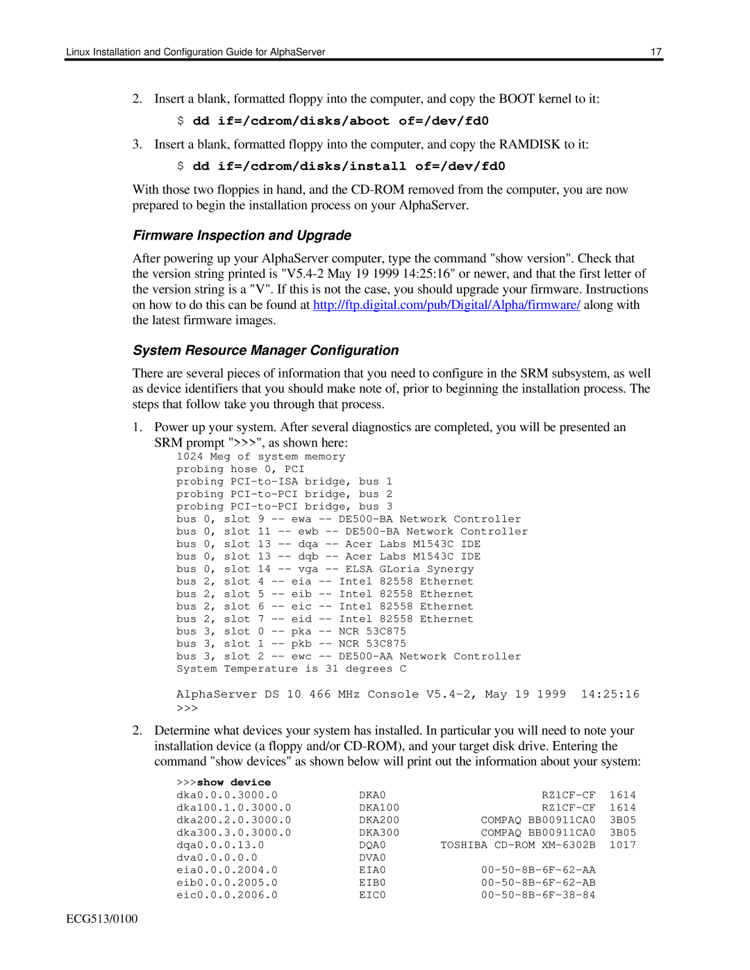 Compaq ES40, DS10, DS20E appendix DKA0 RZ1CF-CF 