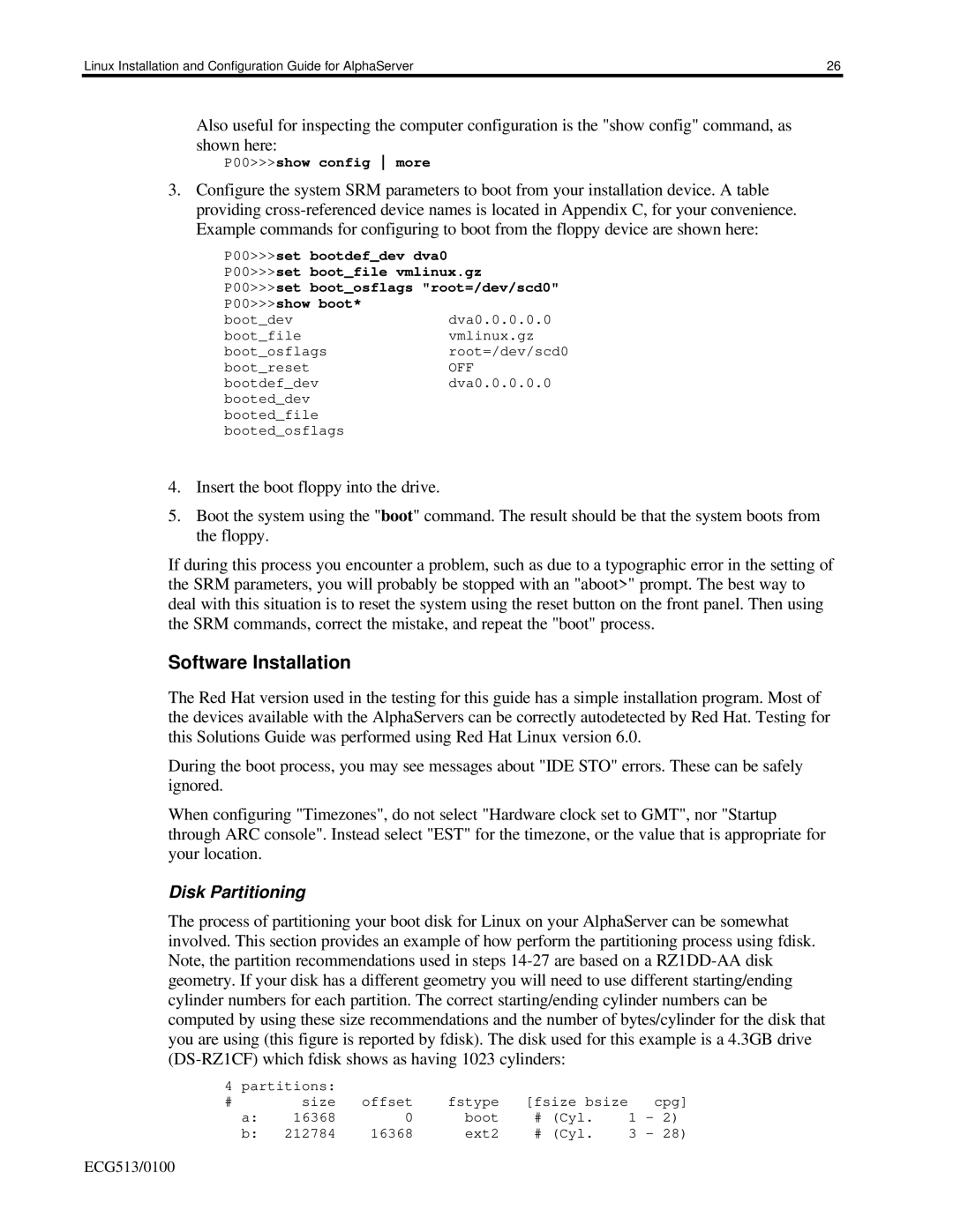 Compaq DS10, ES40, DS20E appendix P00show config more 