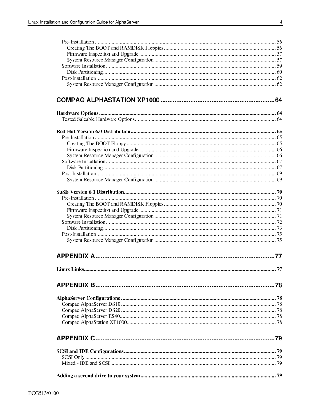 Compaq DS10, ES40, DS20E appendix Appendix a 