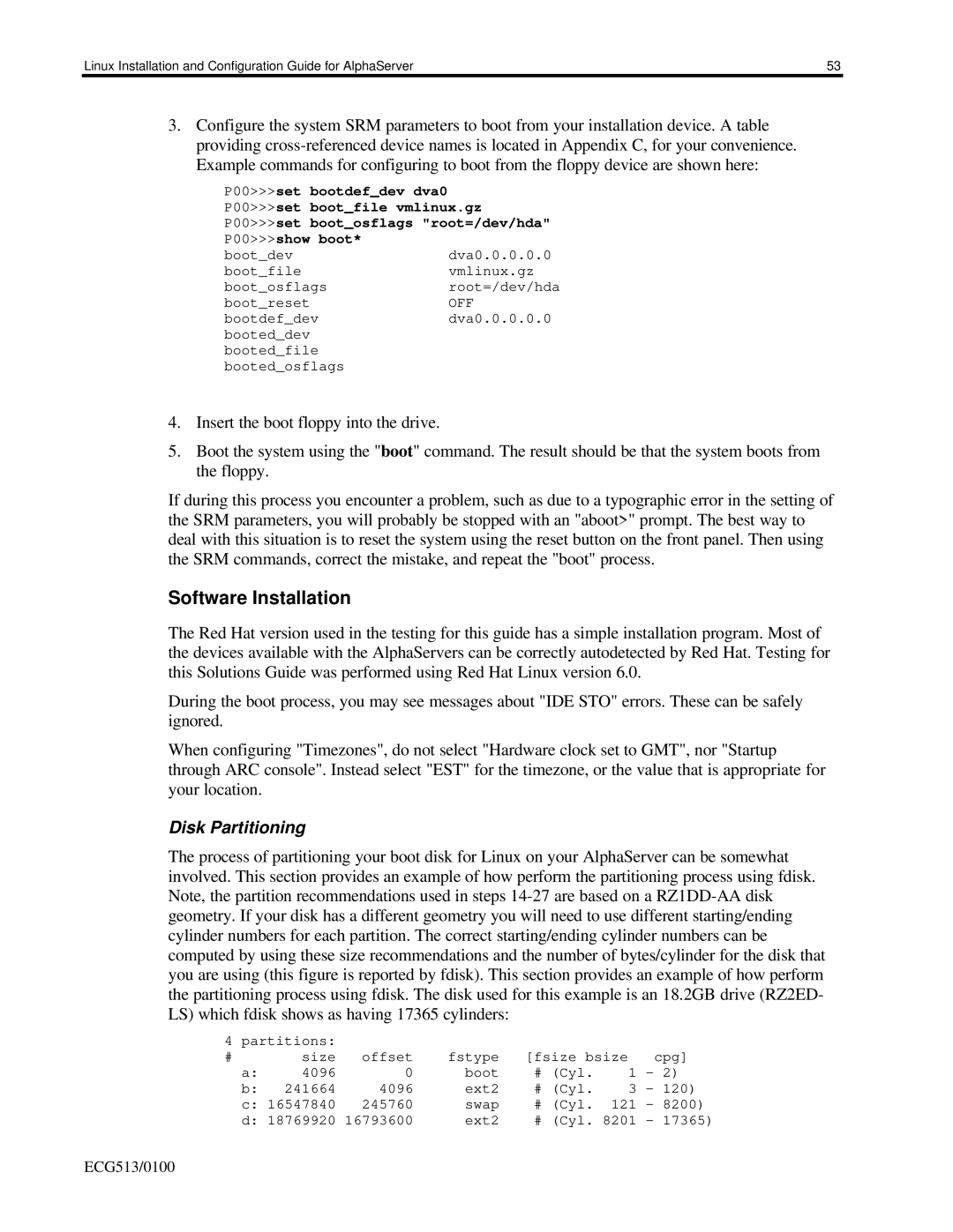 Compaq ES40, DS10, DS20E appendix Software Installation 