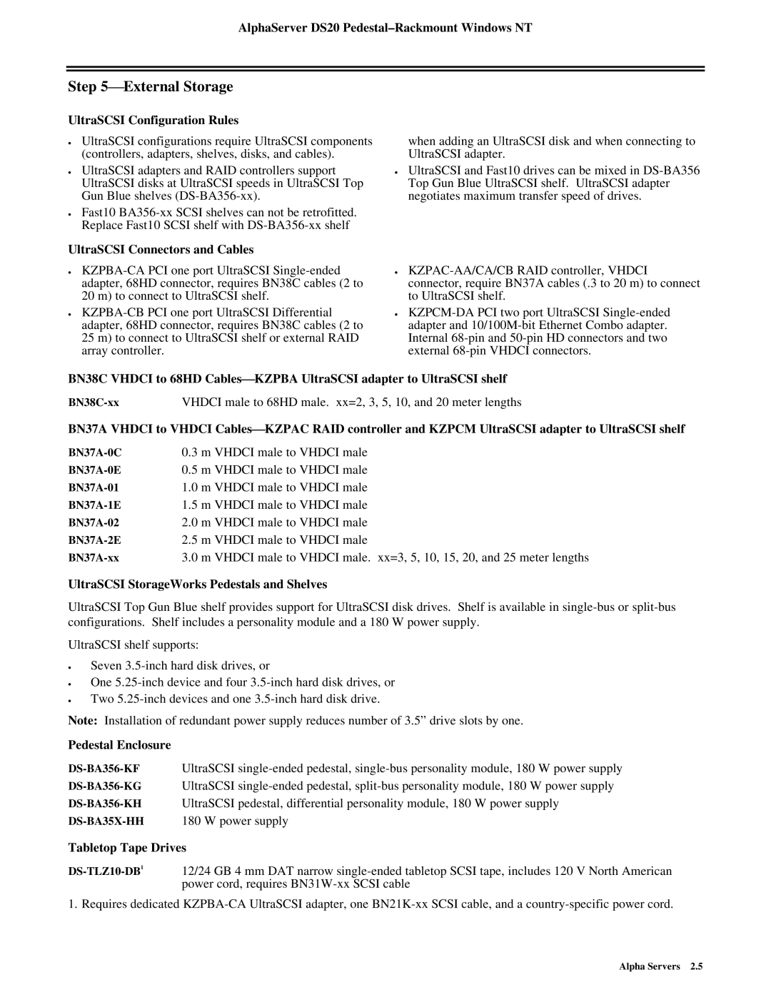 Compaq DS20 manual External Storage 