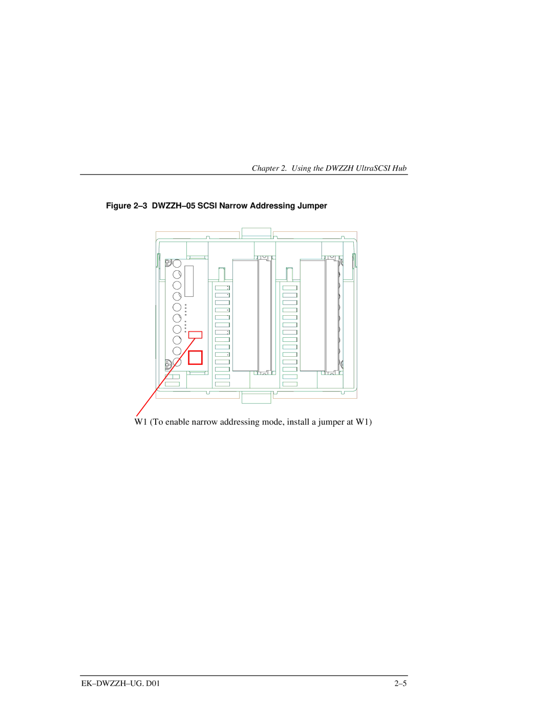 Compaq DWZZH manual W1 To enable narrow addressing mode, install a jumper at W1 