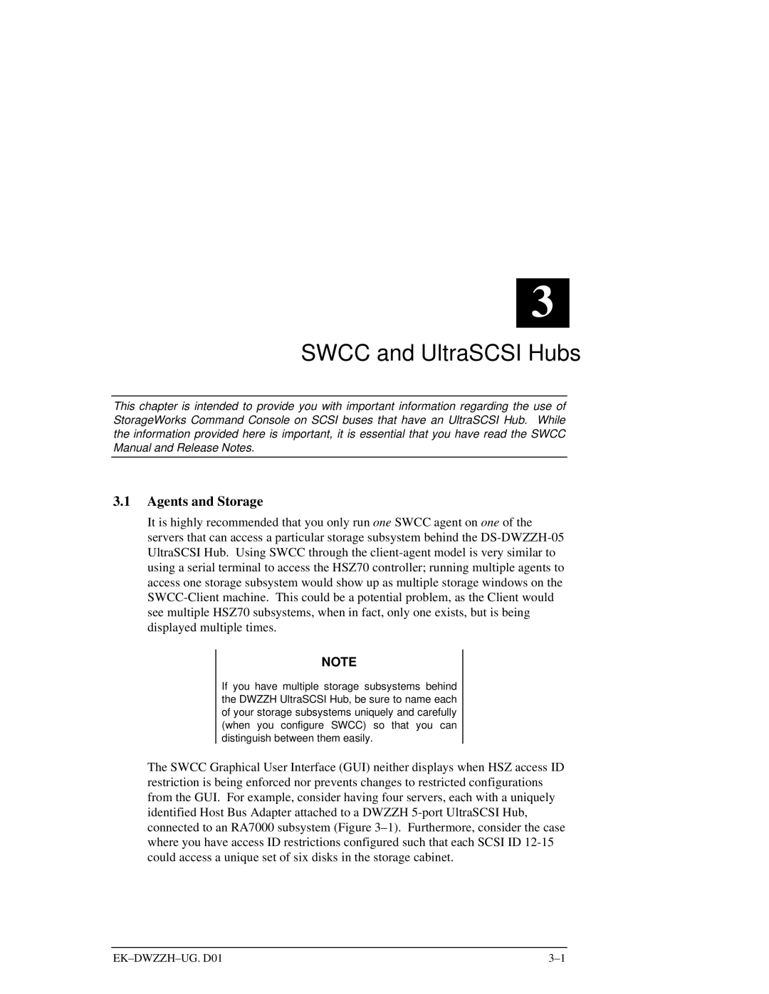 Compaq DWZZH manual Swcc and UltraSCSI Hubs, Agents and Storage 