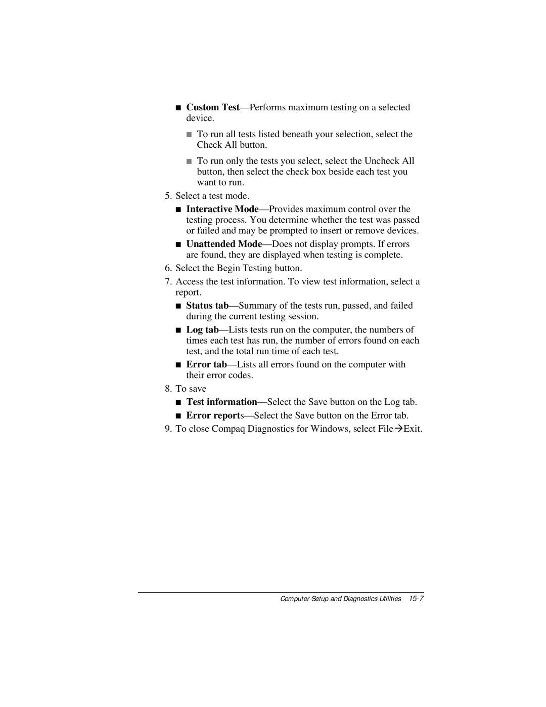 Compaq E500 specifications Computer Setup and Diagnostics Utilities 