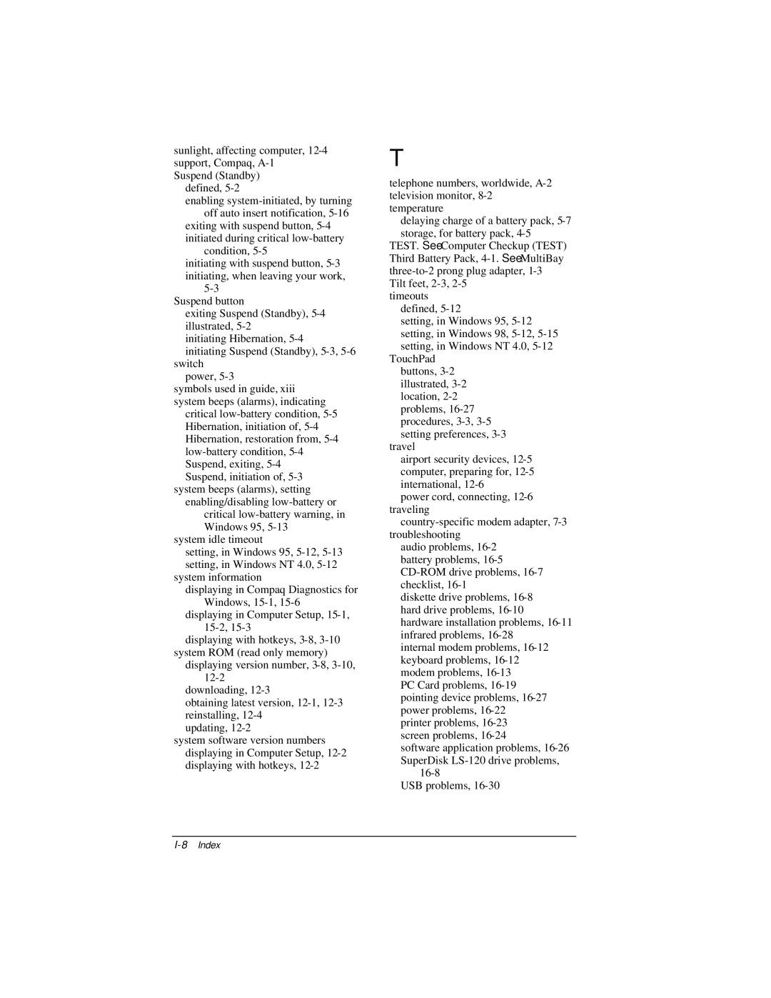 Compaq E500 specifications 8Index 