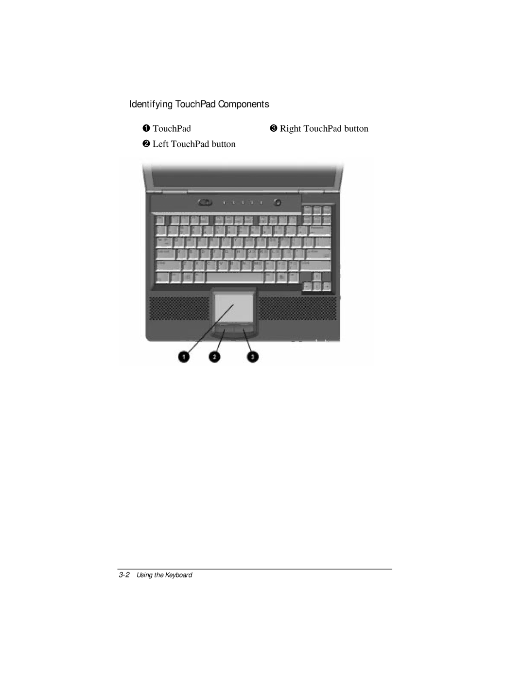 Compaq E500 specifications Identifying1 TouchPad Components 