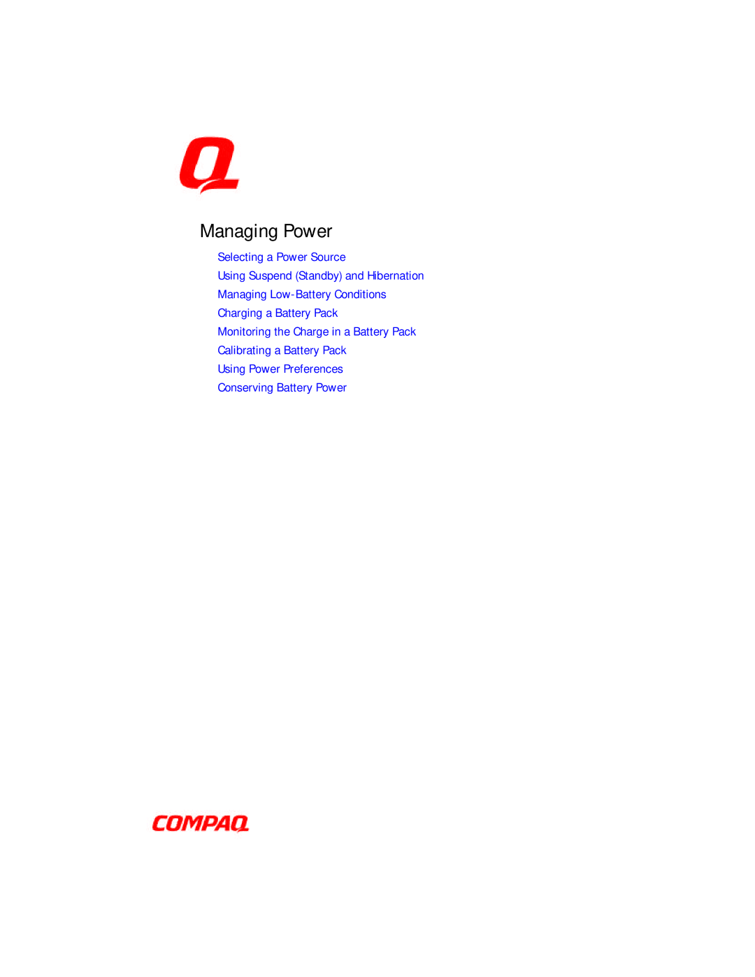 Compaq E500 specifications Managing Power 