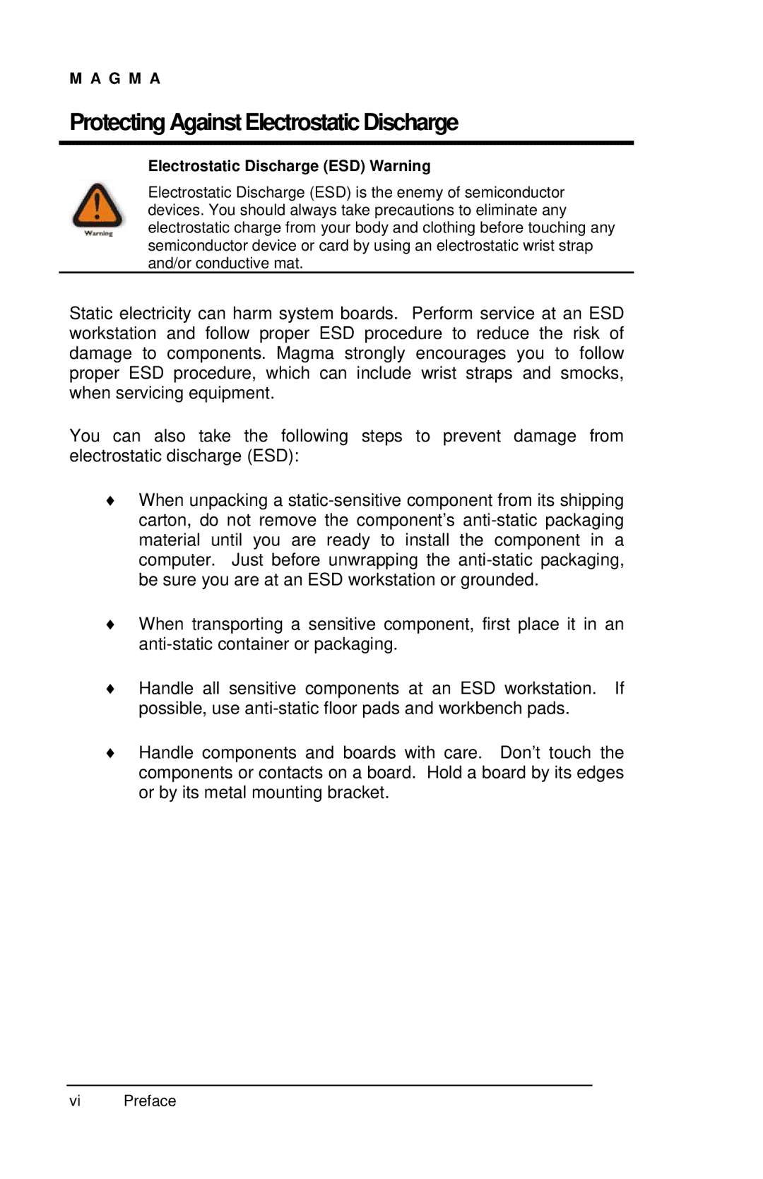 Compaq EB1H, EB1F user manual Protecting Against Electrostatic Discharge, Electrostatic Discharge ESD Warning 