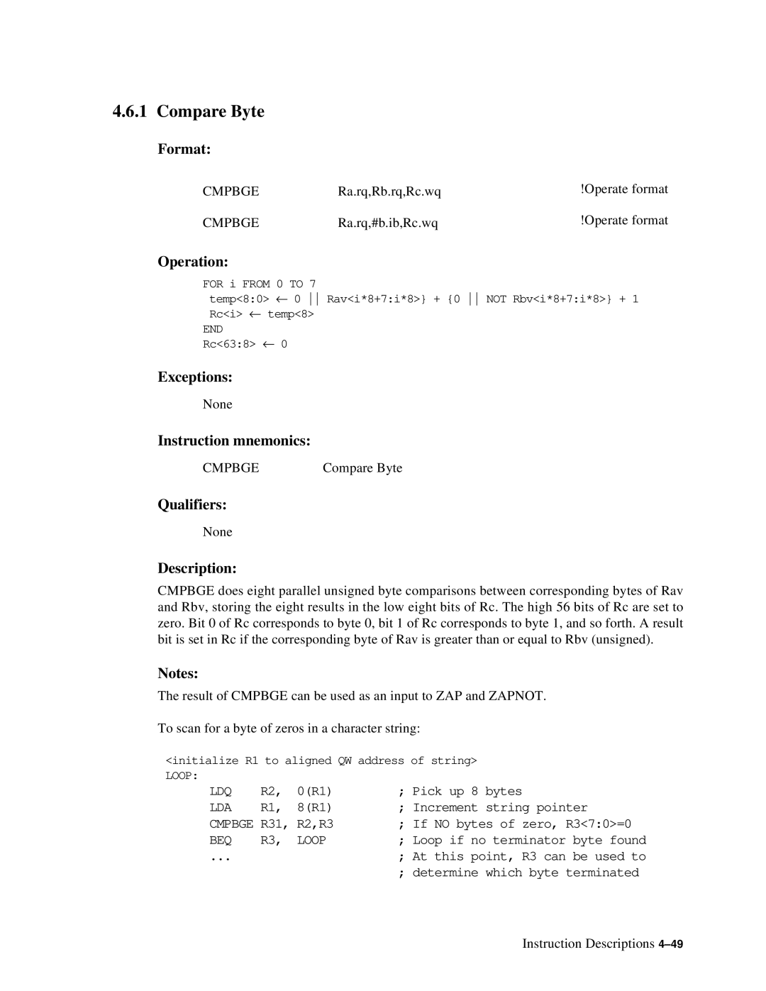 Compaq ECQD2KCTE manual Compare Byte, BEQ Loop 