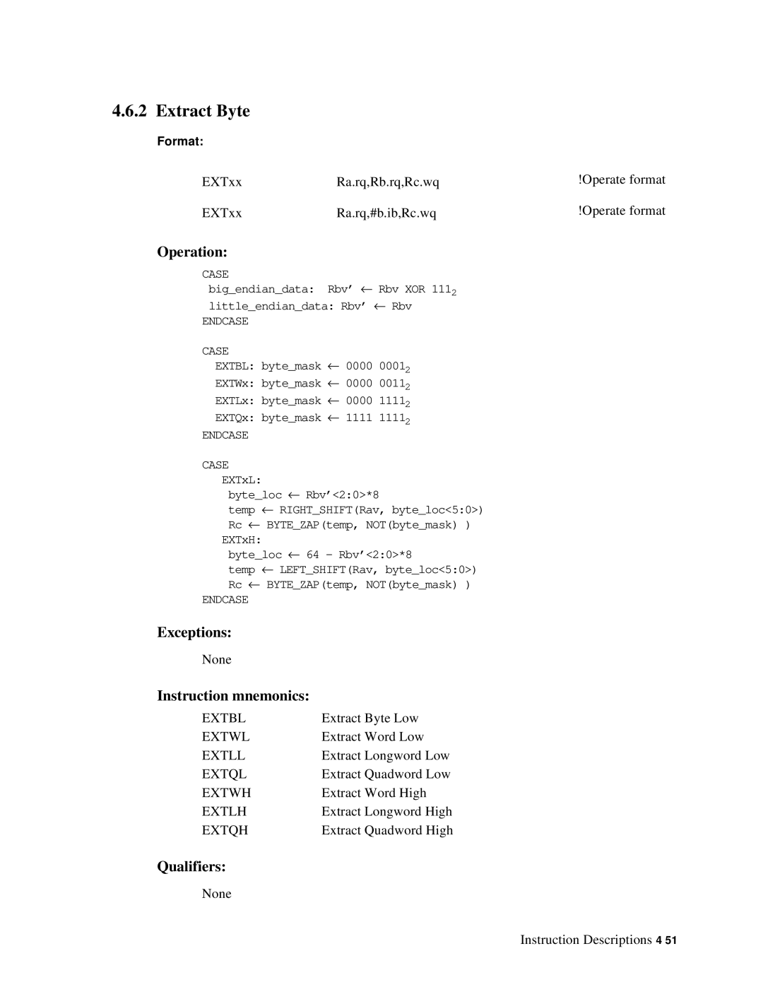 Compaq ECQD2KCTE manual Extract Byte, Extbl 