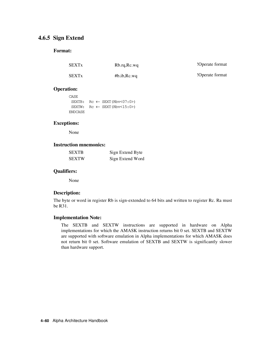 Compaq ECQD2KCTE manual Sign Extend, Format 