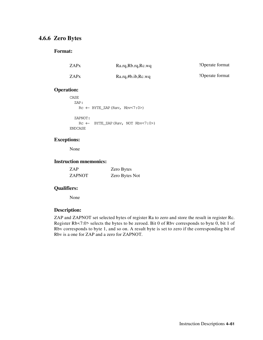 Compaq ECQD2KCTE manual Zero Bytes, Zap 