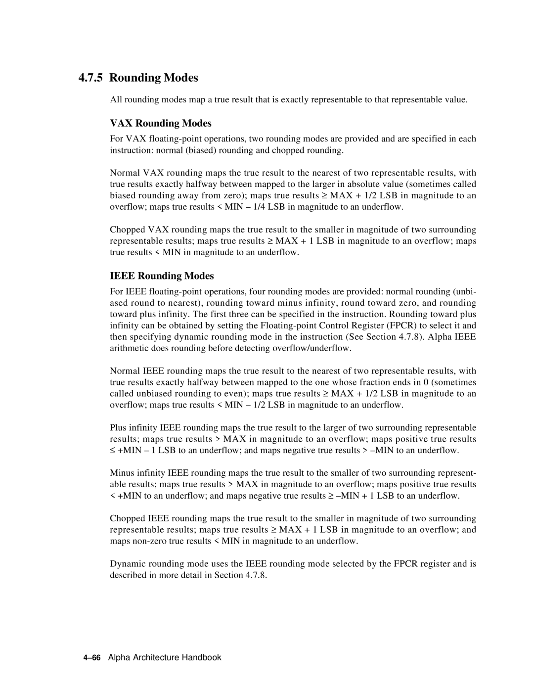 Compaq ECQD2KCTE manual VAX Rounding Modes, Ieee Rounding Modes 