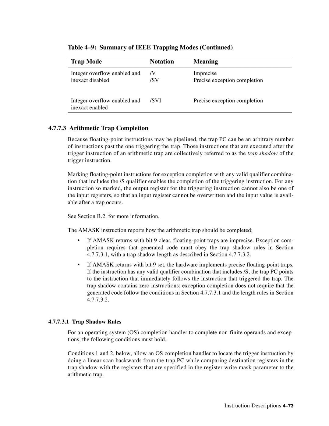 Compaq ECQD2KCTE manual Arithmetic Trap Completion, Svi 