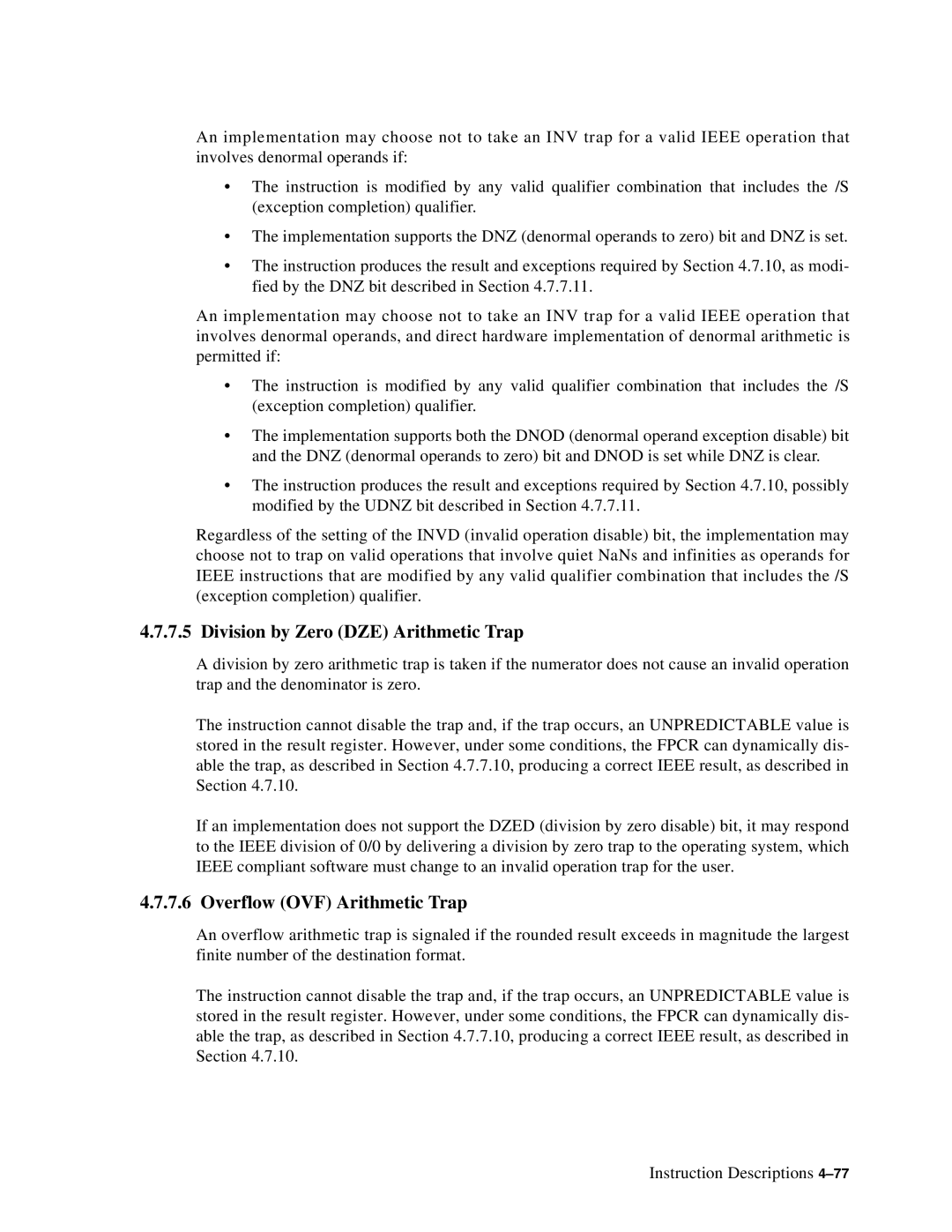 Compaq ECQD2KCTE manual Division by Zero DZE Arithmetic Trap, Overflow OVF Arithmetic Trap 