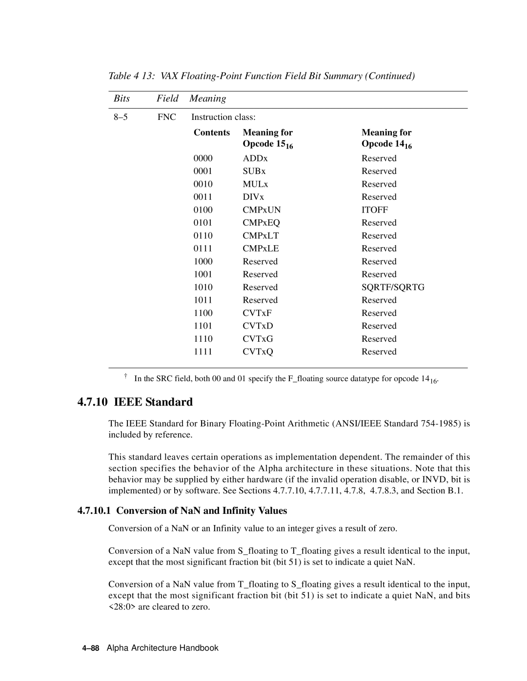 Compaq ECQD2KCTE manual Ieee Standard, Conversion of NaN and Infinity Values 