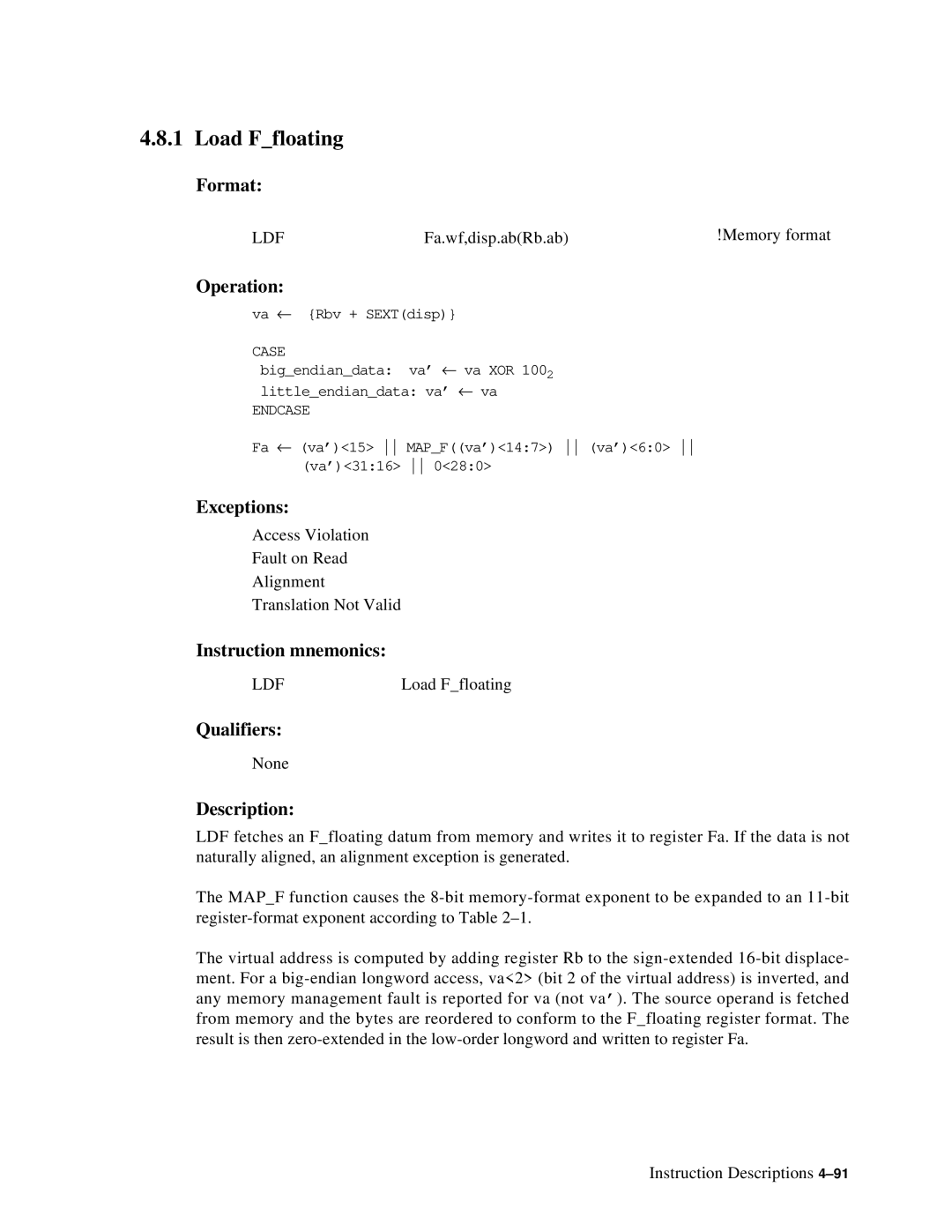 Compaq ECQD2KCTE manual Load Ffloating, Format 