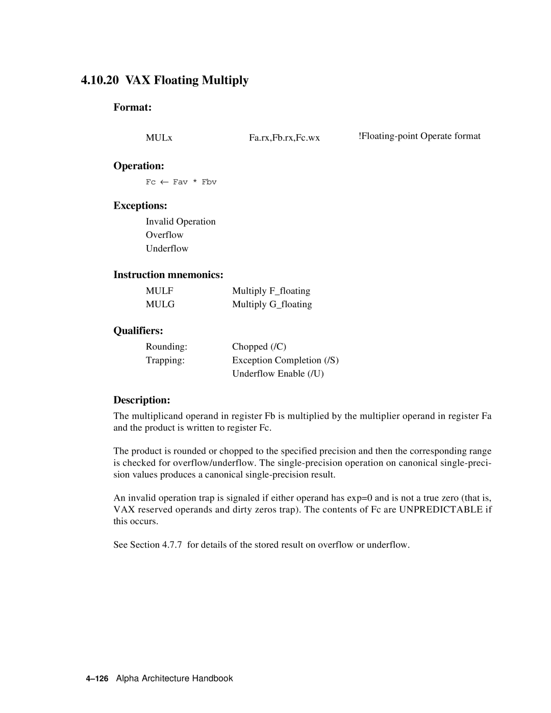 Compaq ECQD2KCTE manual VAX Floating Multiply, Mulf 