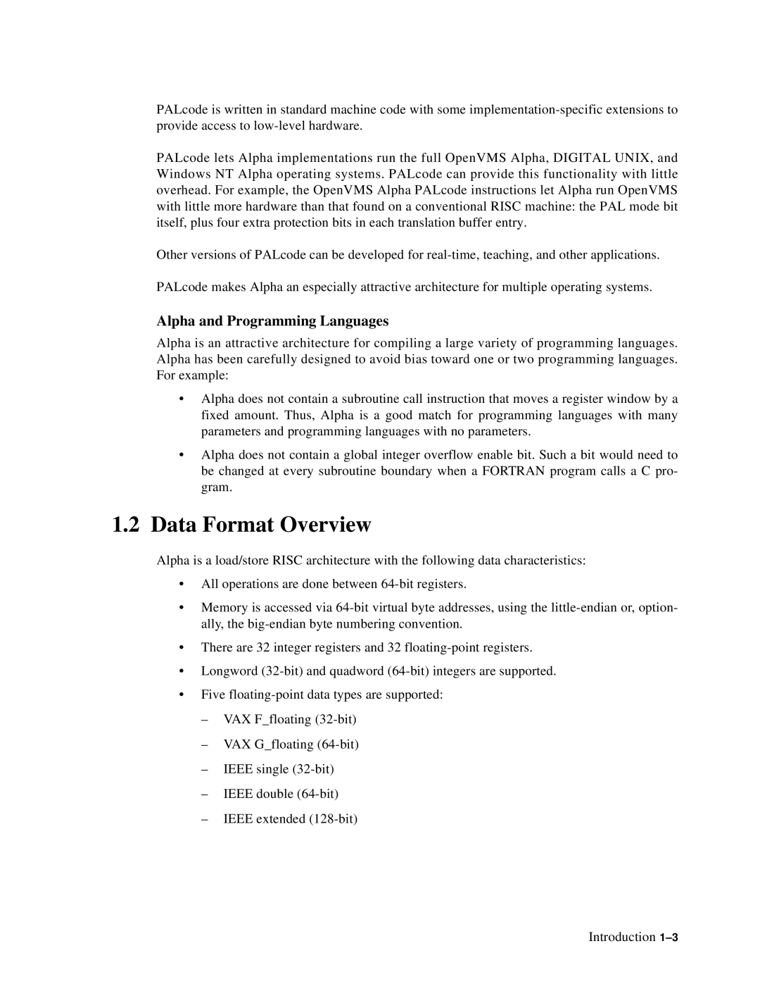 Compaq ECQD2KCTE manual Data Format Overview, Alpha and Programming Languages 