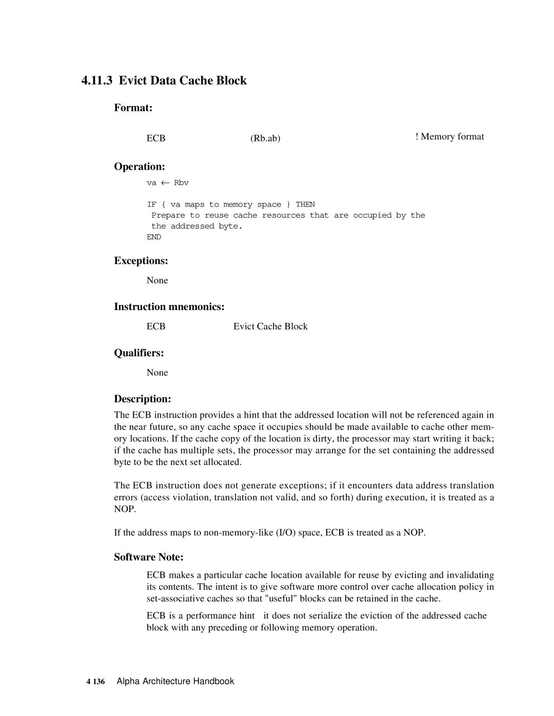 Compaq ECQD2KCTE manual Evict Data Cache Block, Ecb 