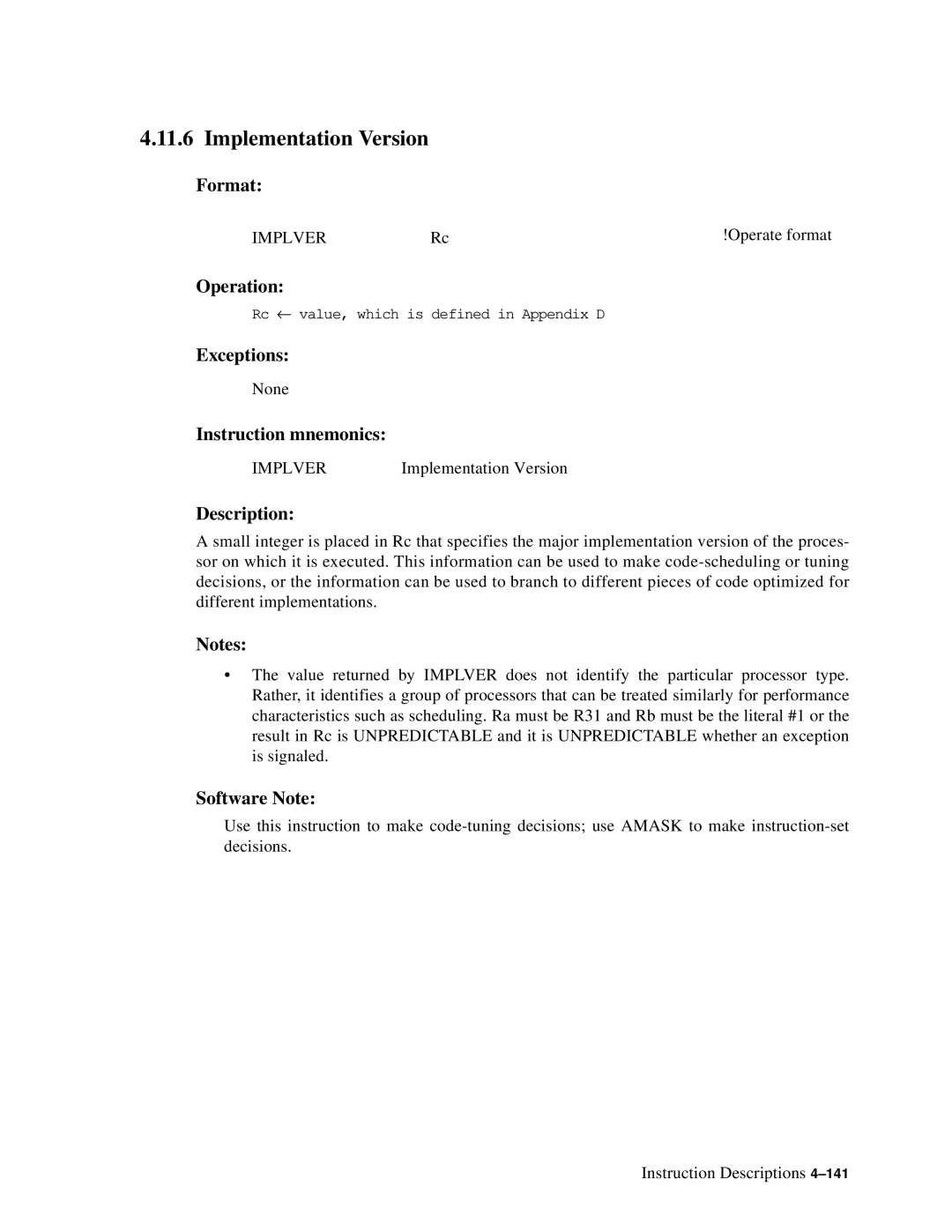 Compaq ECQD2KCTE manual Implementation Version, Implver 