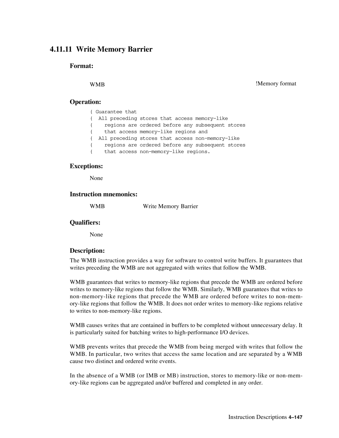 Compaq ECQD2KCTE manual Write Memory Barrier, Wmb 