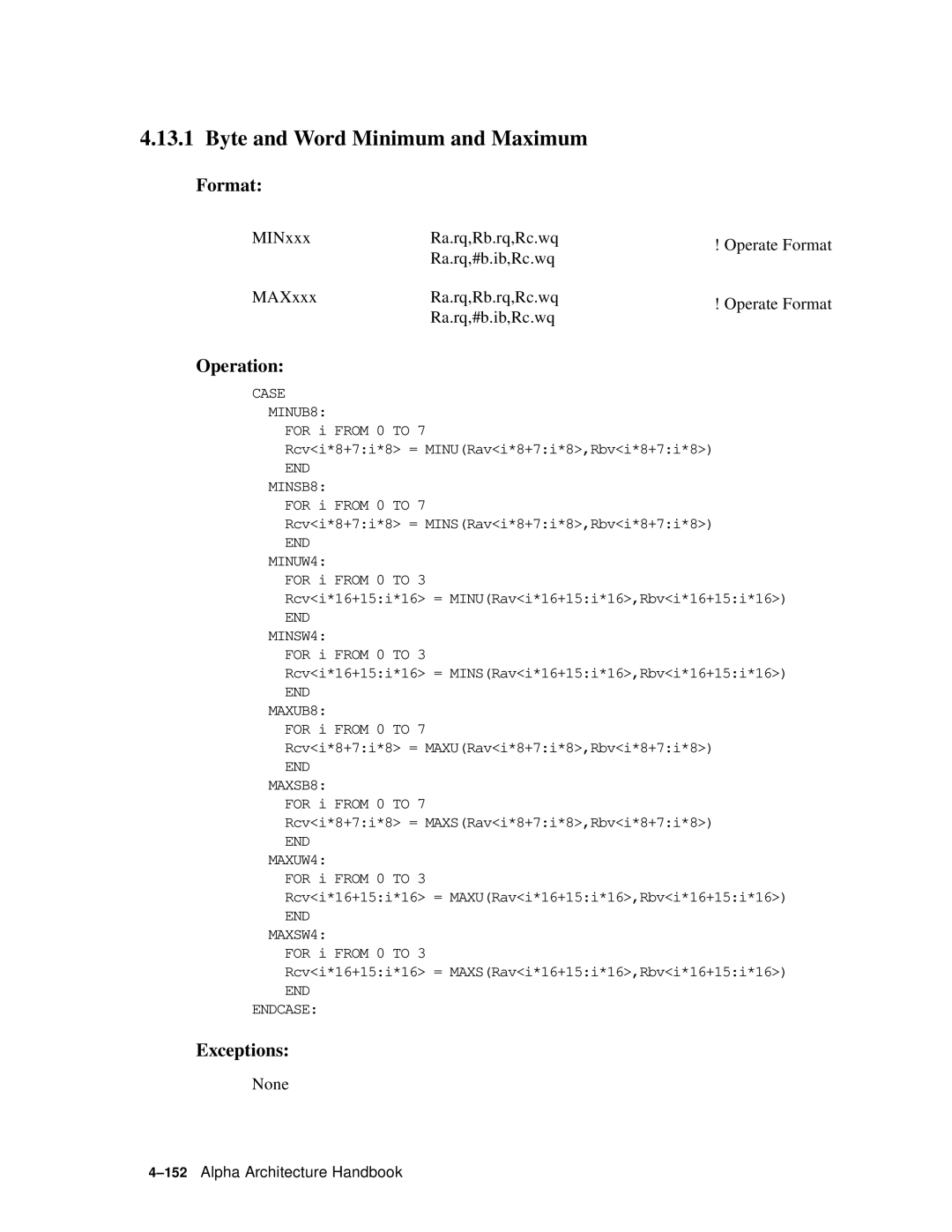 Compaq ECQD2KCTE manual Byte and Word Minimum and Maximum 