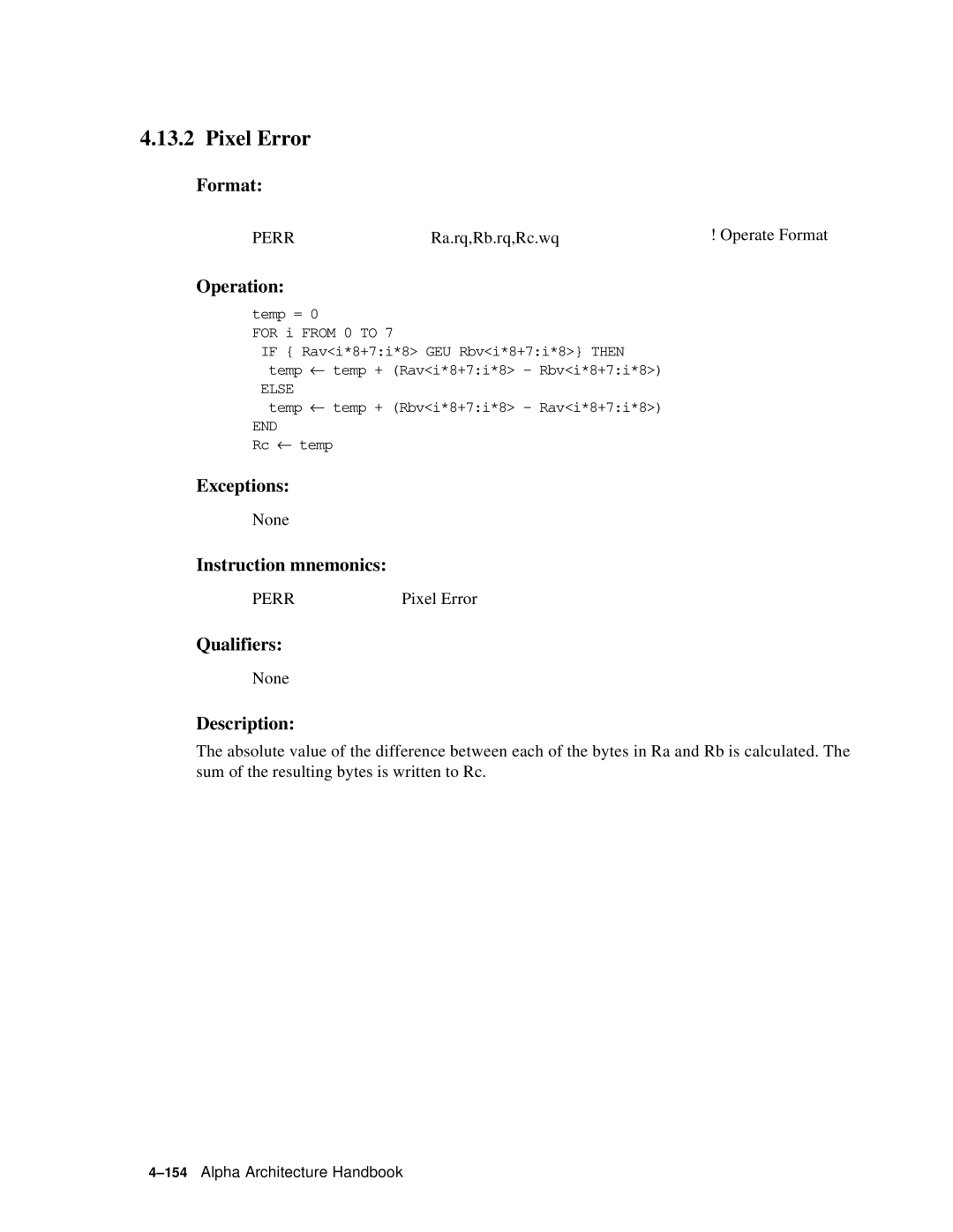 Compaq ECQD2KCTE manual Pixel Error, Perr 