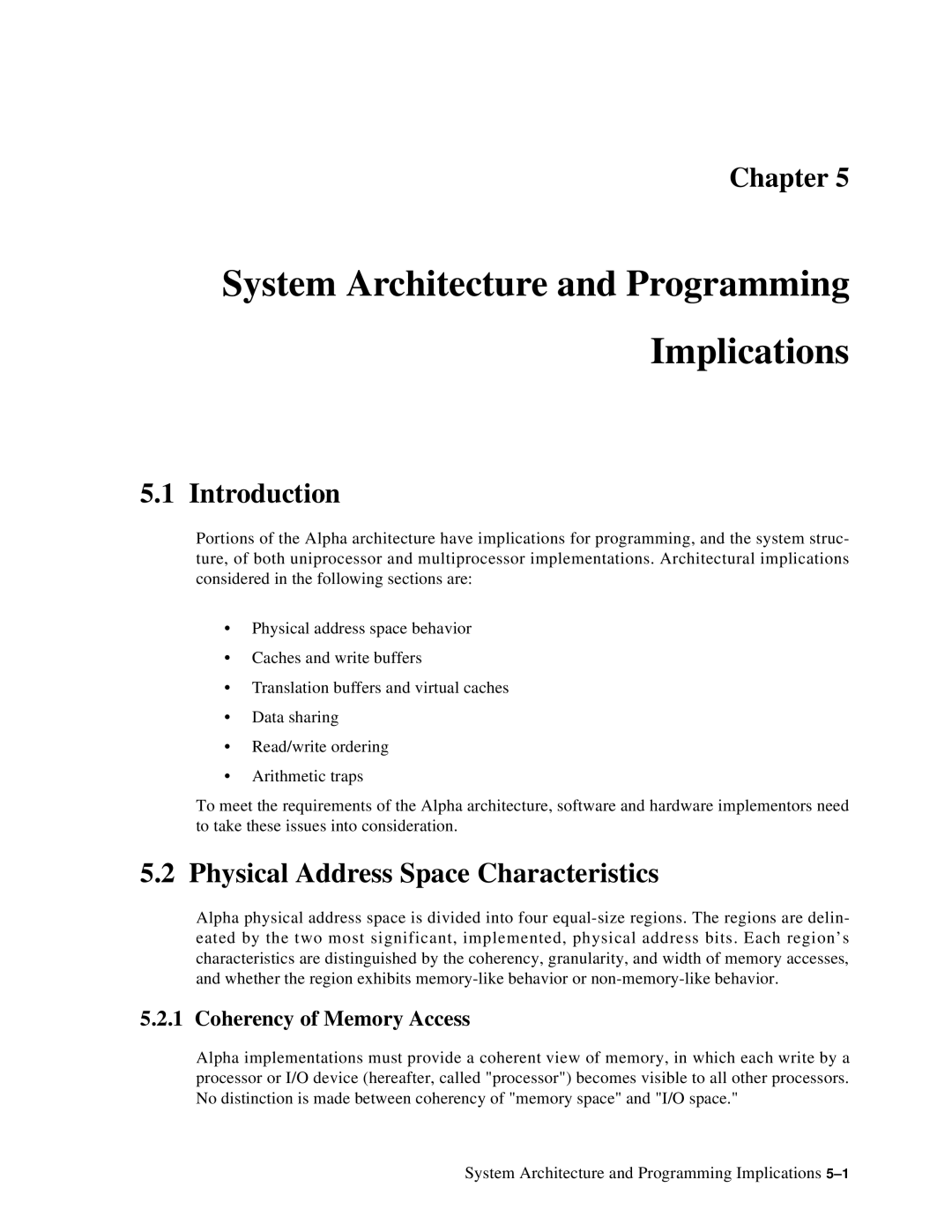 Compaq ECQD2KCTE manual Introduction, Physical Address Space Characteristics, Coherency of Memory Access 