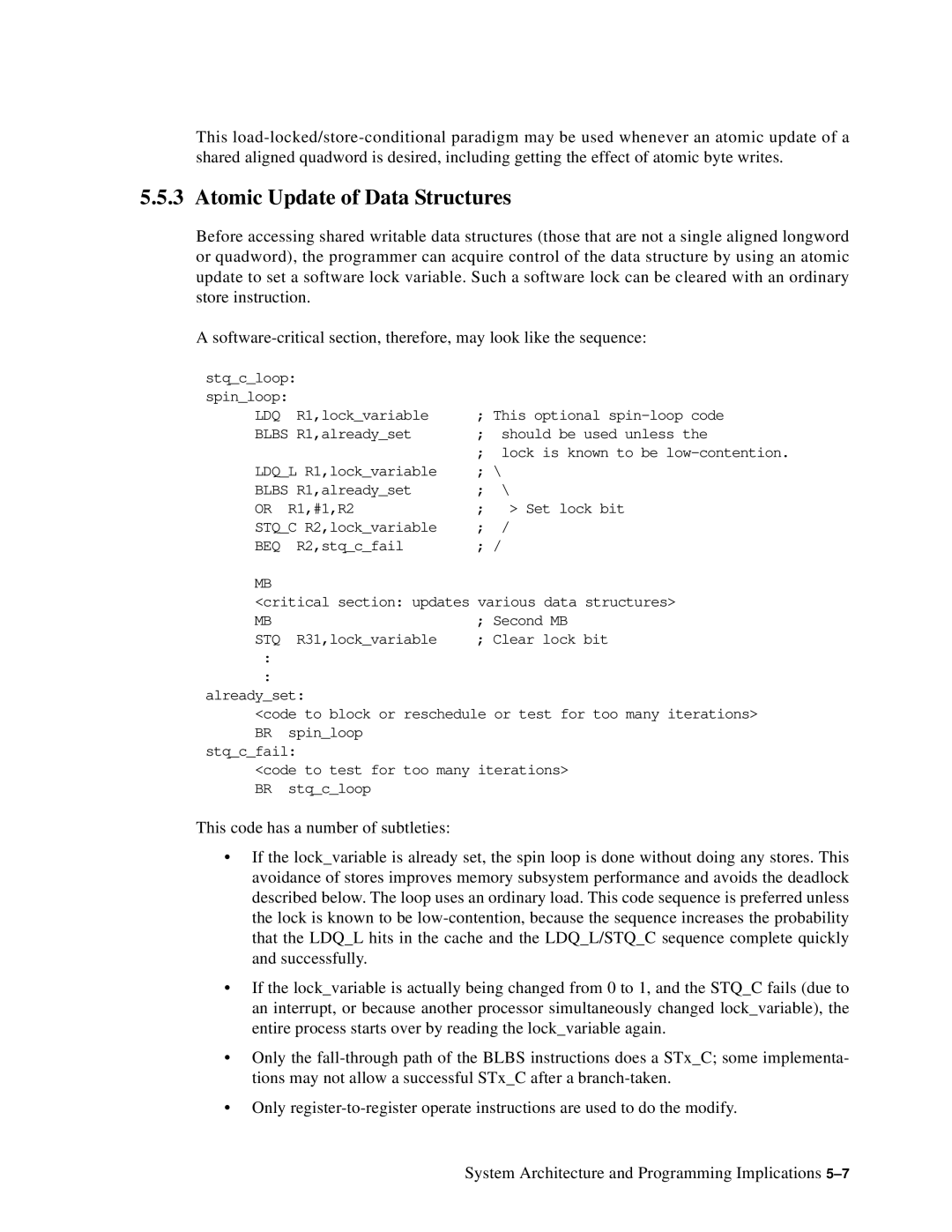 Compaq ECQD2KCTE manual Atomic Update of Data Structures, Stq 