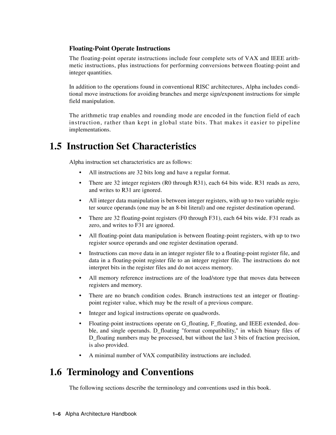 Compaq ECQD2KCTE manual Instruction Set Characteristics, Terminology and Conventions, Floating-Point Operate Instructions 