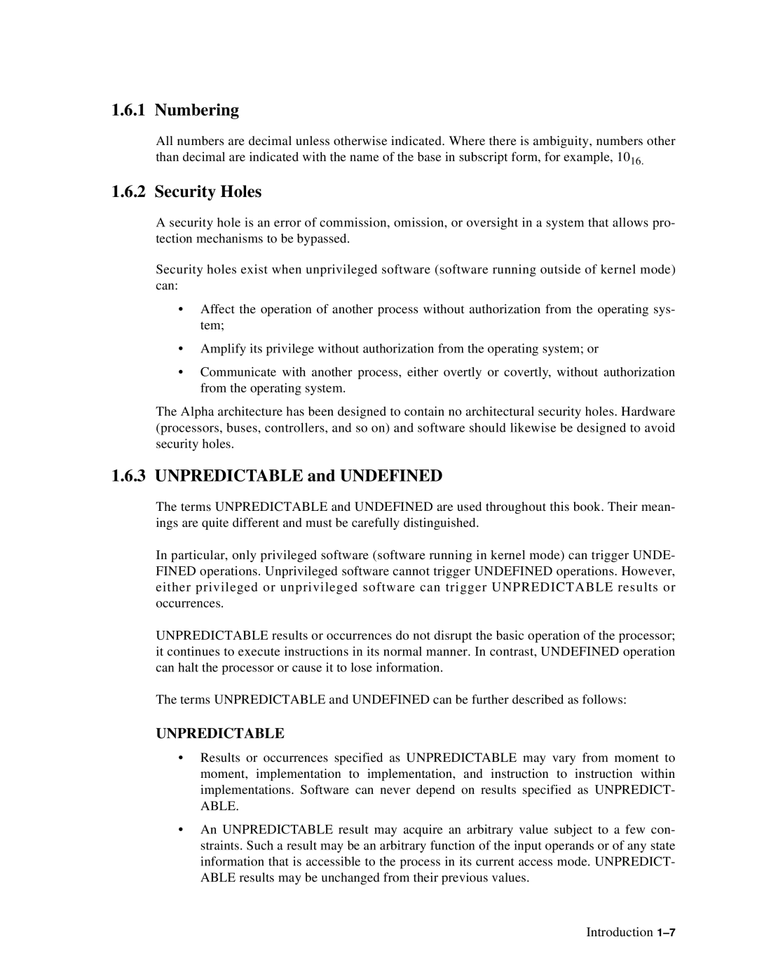 Compaq ECQD2KCTE manual Numbering, Security Holes, Unpredictable and Undefined 