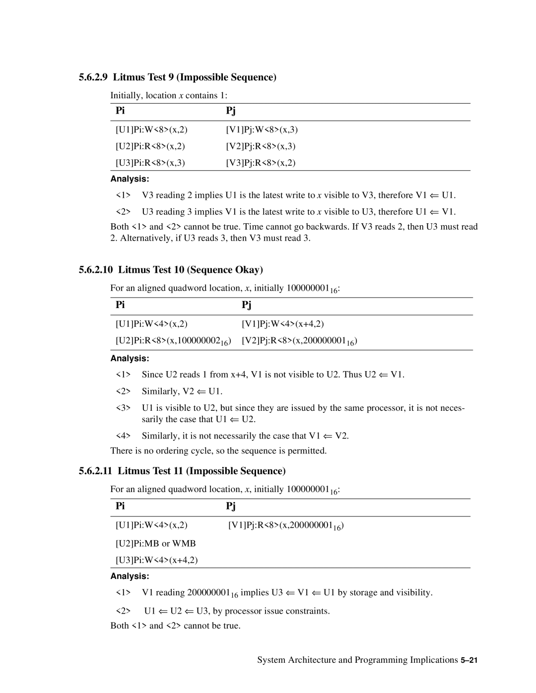 Compaq ECQD2KCTE manual Litmus Test 9 Impossible Sequence, Litmus Test 10 Sequence Okay, Litmus Test 11 Impossible Sequence 