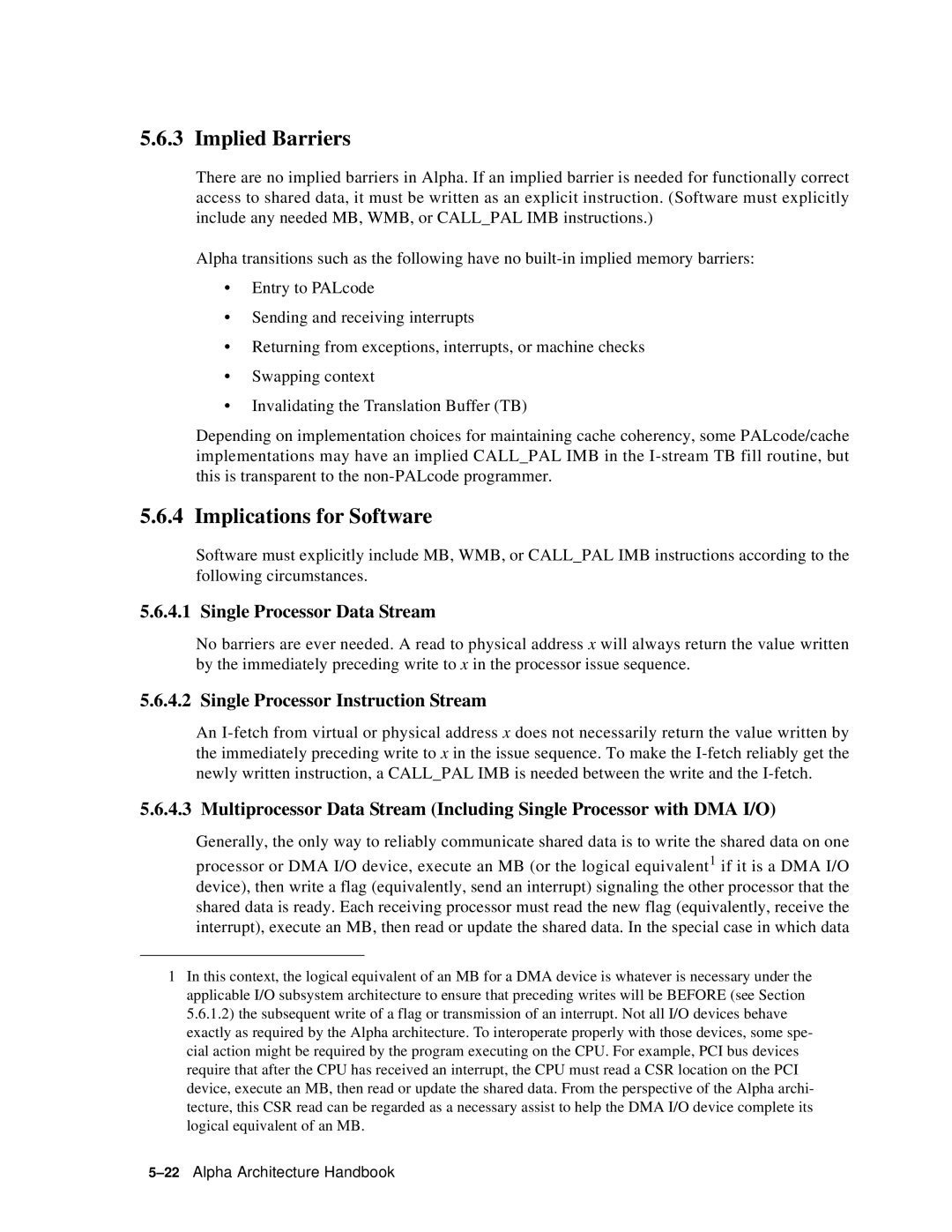 Compaq ECQD2KCTE manual Implied Barriers, Implications for Software, Single Processor Data Stream 