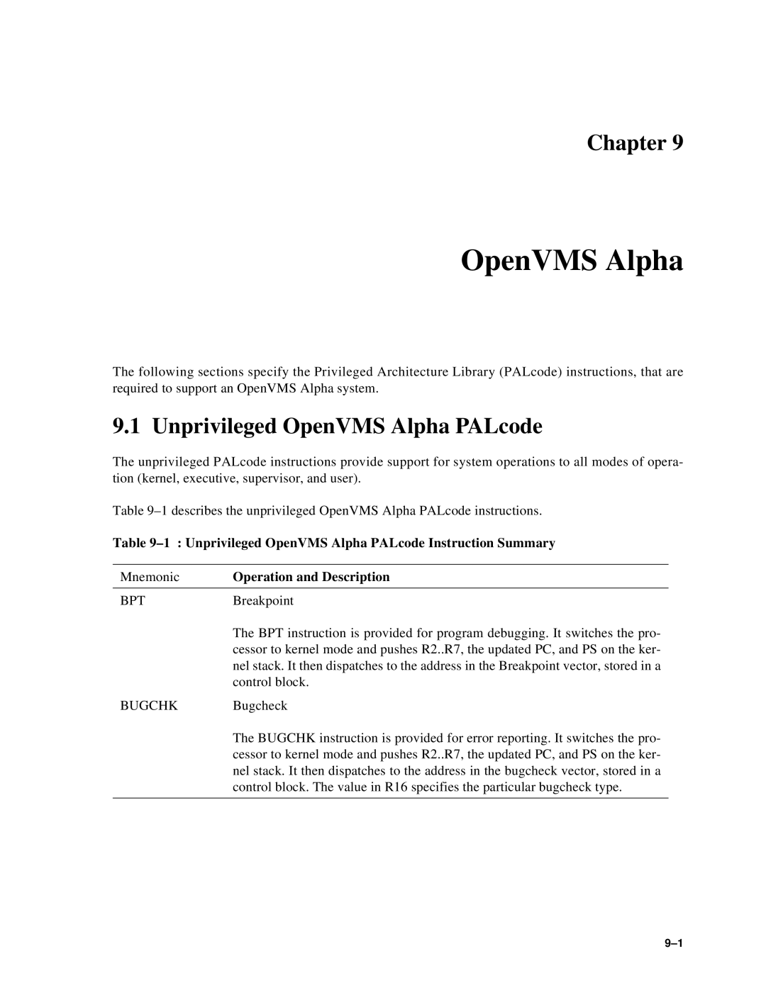 Compaq ECQD2KCTE manual Unprivileged OpenVMS Alpha PALcode 