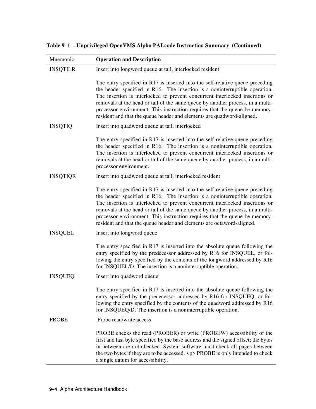 Compaq ECQD2KCTE manual Insqtilr, Insqtiqr, Insquel, Insqueq, Probe 