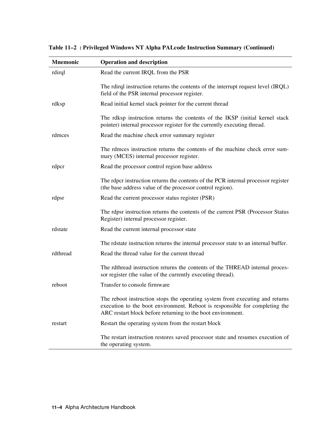 Compaq ECQD2KCTE manual 11-4Alpha Architecture Handbook 