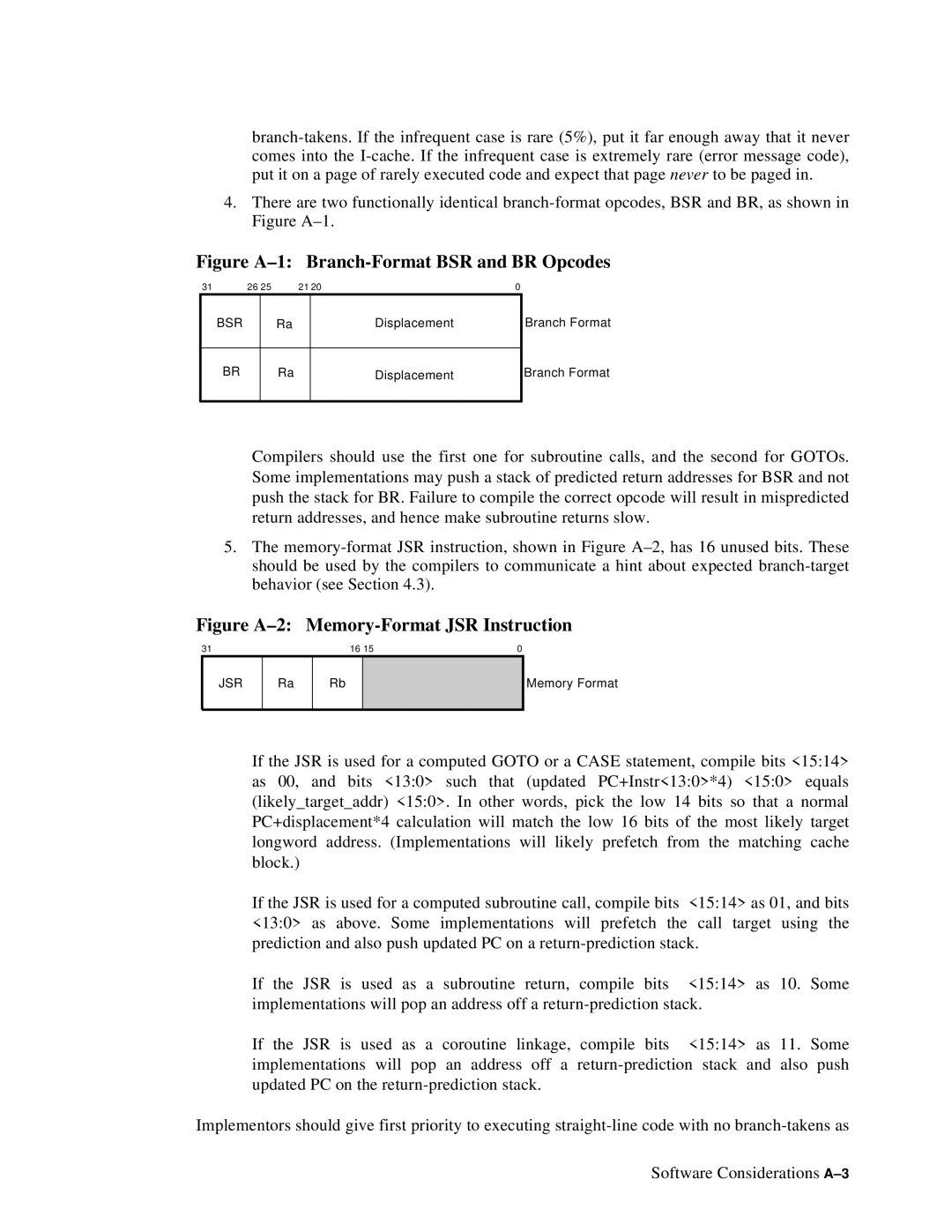 Compaq ECQD2KCTE manual Figure A-1 Branch-Format BSR and BR Opcodes 