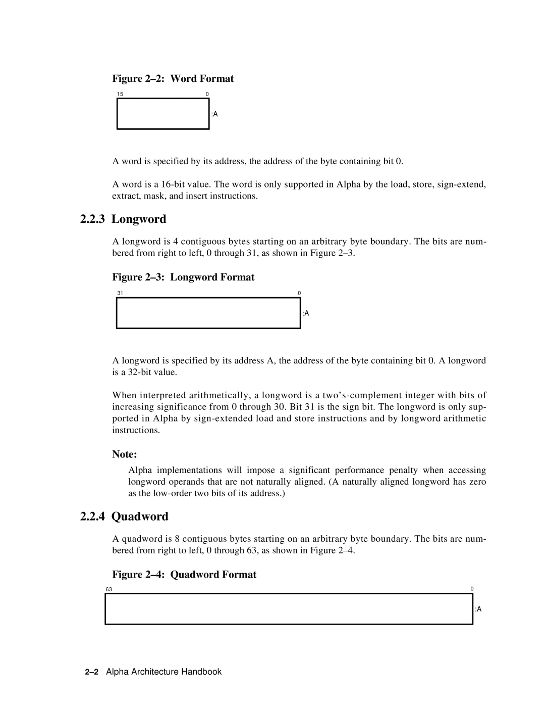 Compaq ECQD2KCTE manual Longword, Quadword 