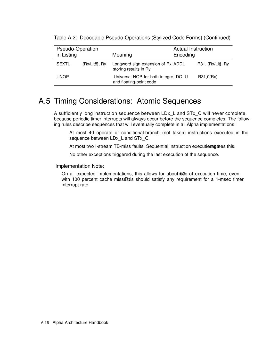 Compaq ECQD2KCTE manual Timing Considerations Atomic Sequences, Implementation Note 