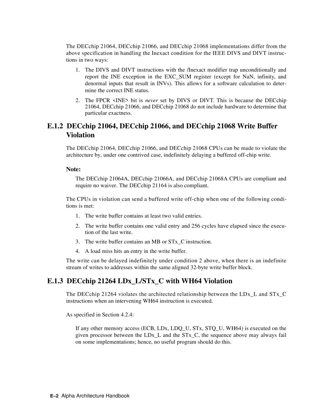 Compaq ECQD2KCTE manual DECchip 21264 LDxL/STxC with WH64 Violation 