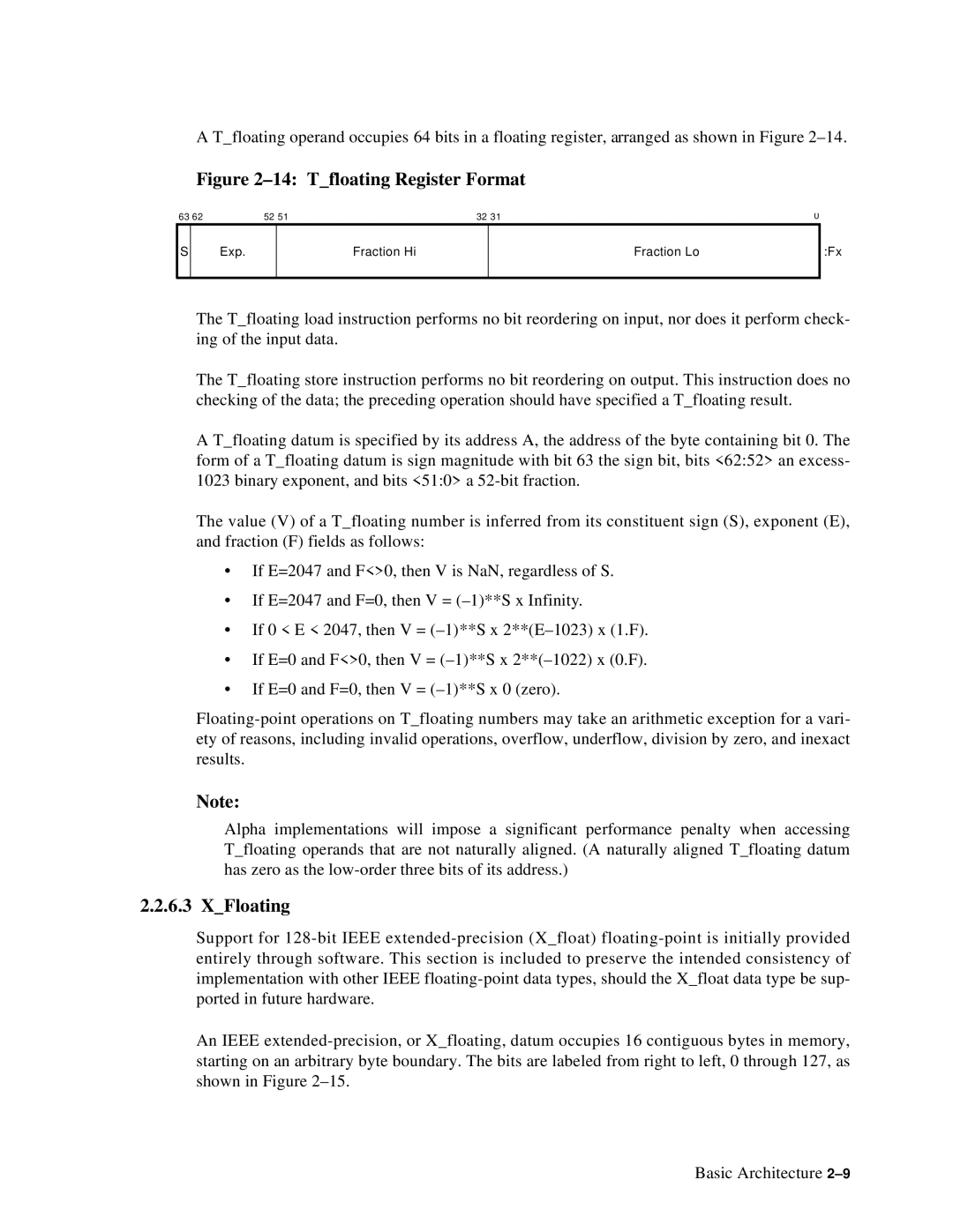 Compaq ECQD2KCTE manual Tfloating Register Format, XFloating 