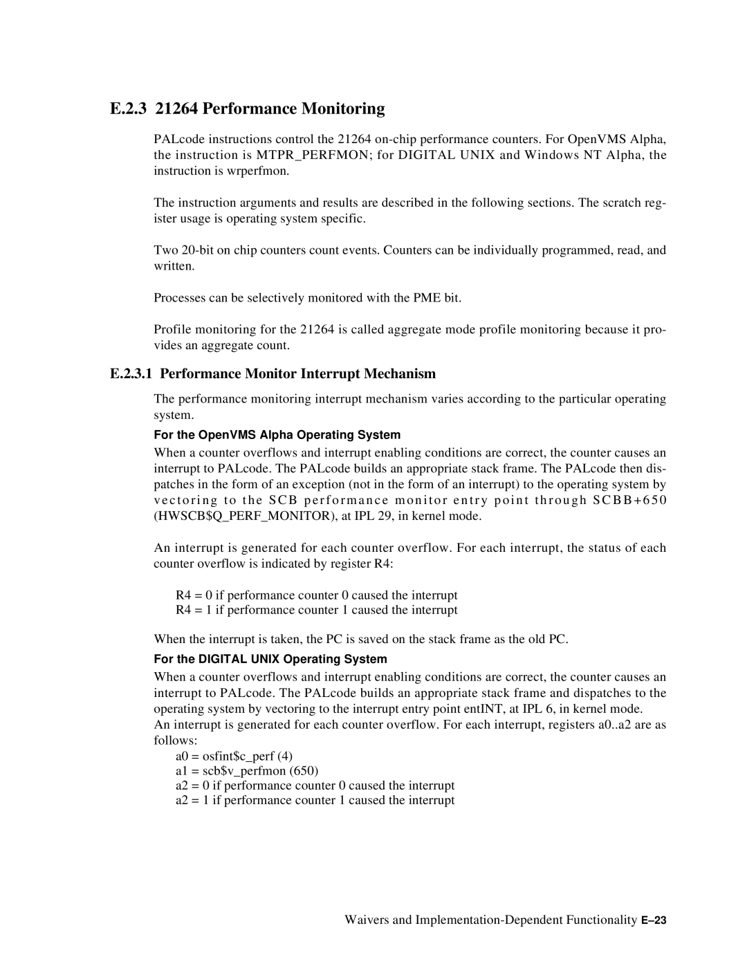 Compaq ECQD2KCTE manual 3 21264 Performance Monitoring, Performance Monitor Interrupt Mechanism 